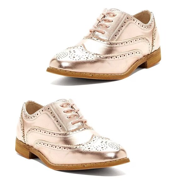 Bucco Womens Lace Up Oxford Shoes - Rose Gold